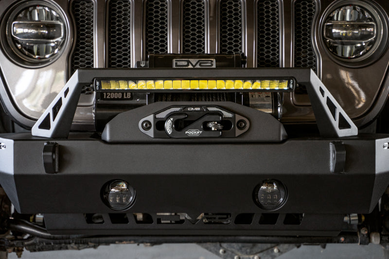 DV8 Offroad Bumpers - Steel DV8 Offroad 07-23 Jeep Wrangler/Gladiator JT/JK/JL FS-25 Stubby Front Bumper w/Plated Bull Bar