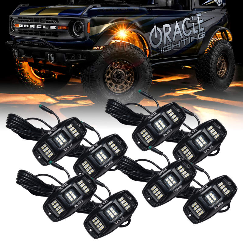 ORACLE Lighting Light Bars & Cubes Oracle Underbody RGB+W Wheel Well Rock Light Kit - 8 PCS - ColorSHIFT SEE WARRANTY
