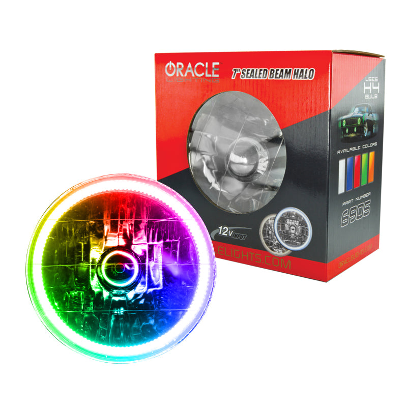 ORACLE Lighting Headlights Oracle Pre-Installed Lights 7 IN. Sealed Beam - ColorSHIFT Halo SEE WARRANTY