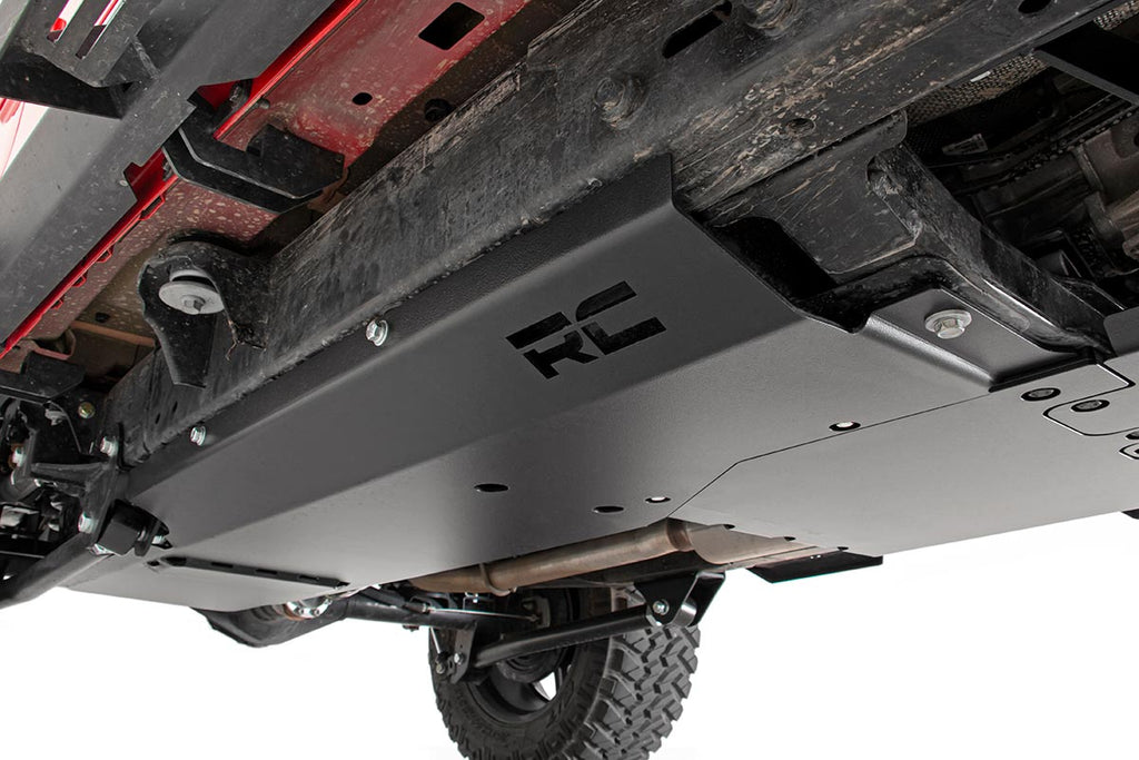 Rough Country Transfer Skid Plate Armor Jeep Engine + Transfer Case + Gas Tank Skid Plate System 18-20 JL Unlimited 3.6L Rough Country - 10608