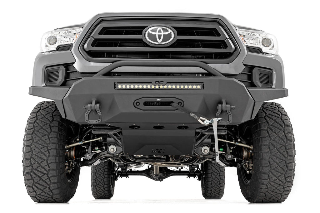 Rough Country Front Bumpers Front Bumper Hybrid with 12000 Lb Pro Series Winch Synthetic Rope and 20 Inch DRL LED Light Bar 16-22 Toyota Tacoma Rough Country - 10729