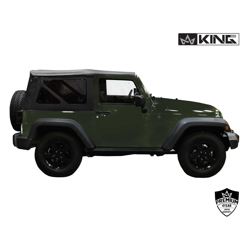 Jeep JK Replacement Soft Top Tinted Windows For 07-09 Wrangler JK 2 Door Black Diamond King 4WD