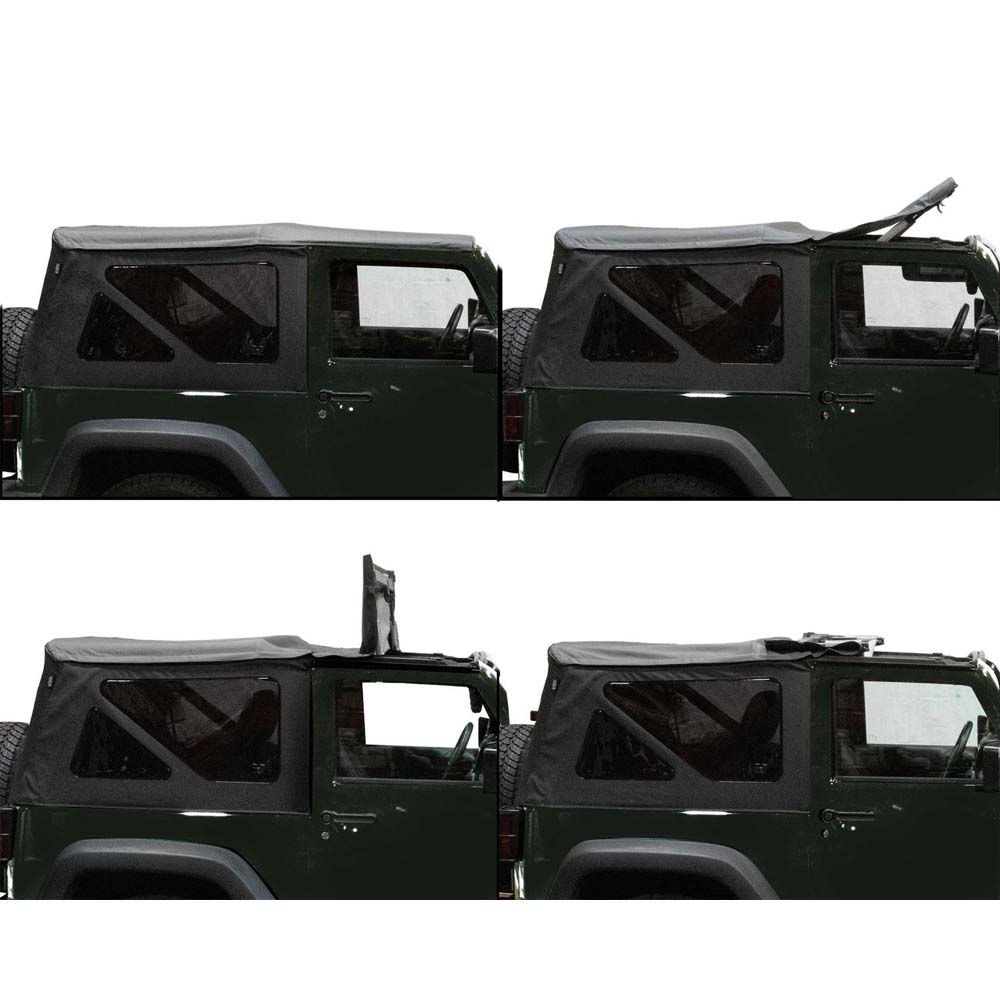 Jeep JK Replacement Soft Top Tinted Windows For 07-09 Wrangler JK 2 Door Black Diamond King 4WD