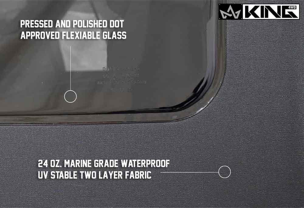 Jeep JK Replacement Soft Top Tinted Windows For 07-09 Wrangler JK 4 Door Black Diamond King 4WD