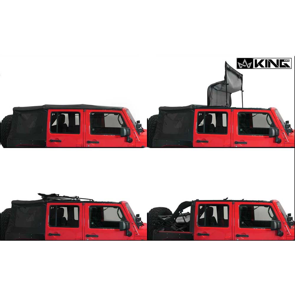 Jeep JK Replacement Soft Top Tinted Windows For 07-09 Wrangler JK 4 Door Black Diamond King 4WD