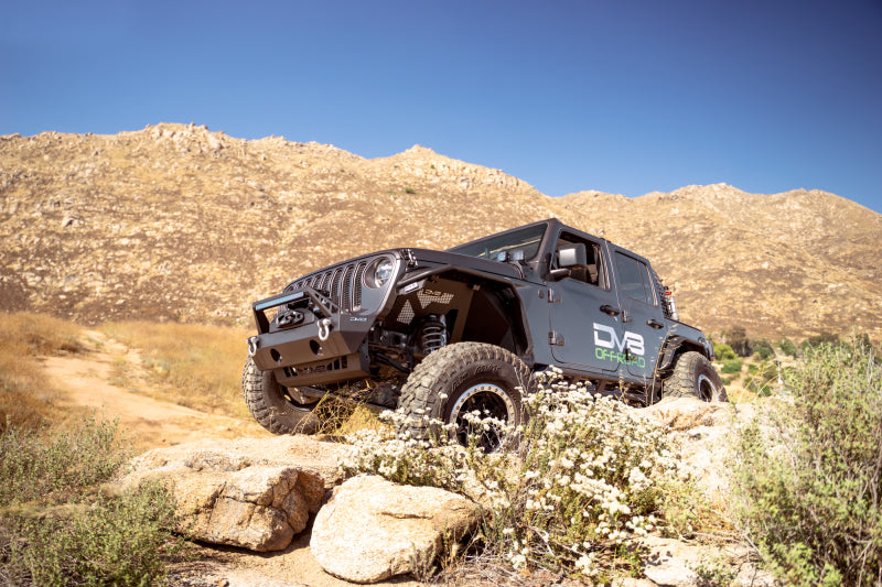 DV8 Offroad Bumpers - Steel DV8 Offroad 07-23 Jeep Wrangler/Gladiator JT/JK/JL FS-25 Stubby Front Bumper w/Plated Bull Bar