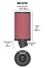Load image into Gallery viewer, K&amp;N Engineering Air Filters - Universal Fit K&amp;N Filter Universal Rubber Filter 2 7/16 inch 20 Degree Flange 3 3/4 inch OD 6 inch Height