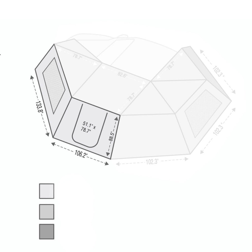 Overland Vehicle Systems Tent Annex Room Nomadic Awning 270 for Driver Side Wall 1 270 Awning Wall 1 Overland Vehicle Systems - 18099910