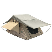 Load image into Gallery viewer, LD TMBK 3 Roof Top Tent With Annex - Tan Base With Green Rain Fly, Black Aluminum Base, Black Ladder Overland Vehicle Systems