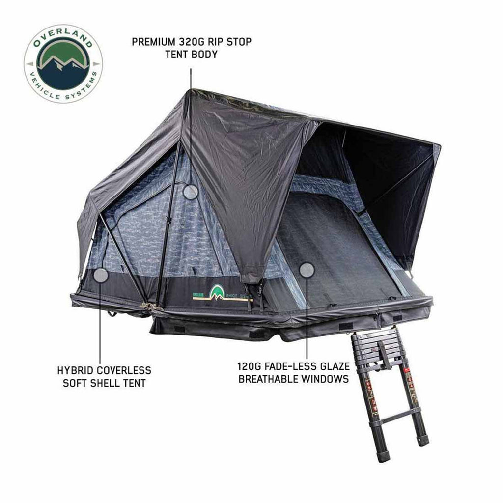 XD Sherpa S3S - Soft Sided Roof Top Tent, 3 Person, Grey Body and Black Rainfly Overland Vehicle Systems