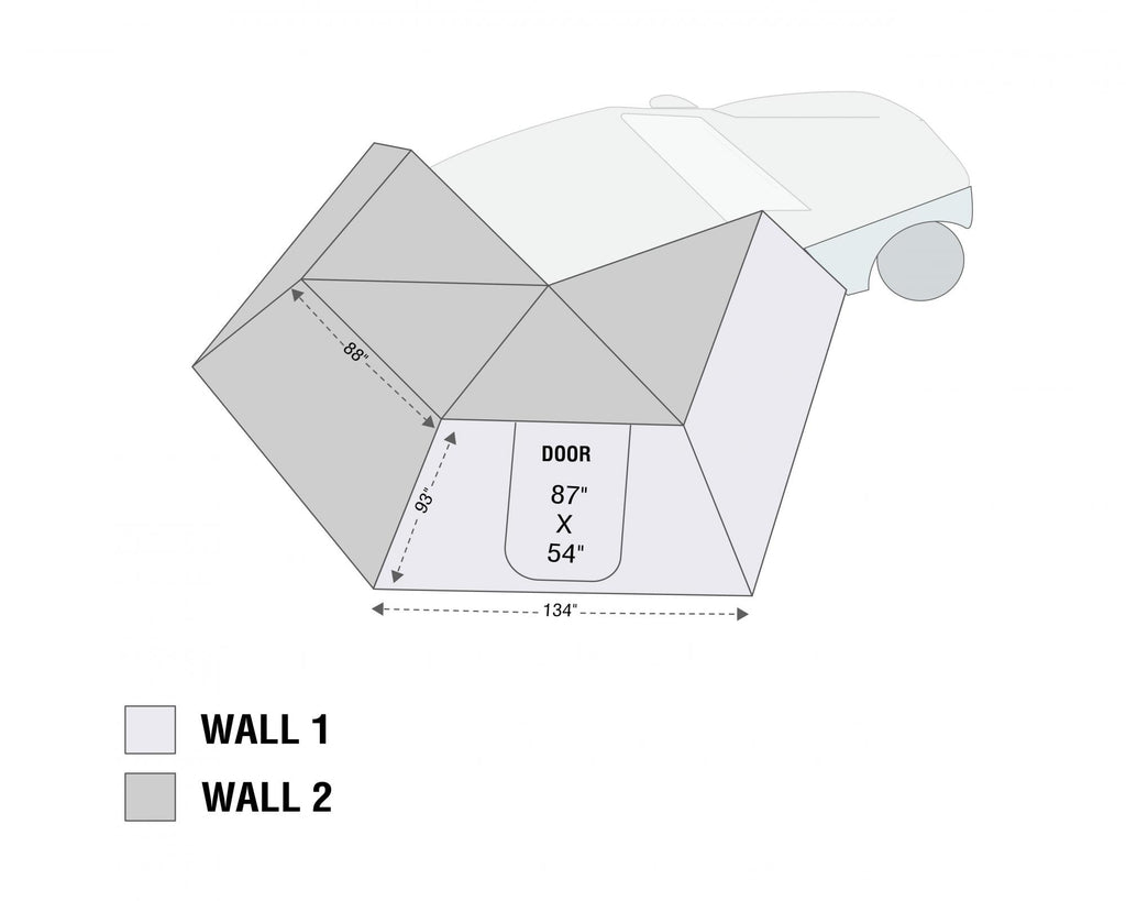 Overland Vehicle Systems Freestanding Passenger Nomadic 270 LT Awning Wall 1 Overland Vehicle Systems