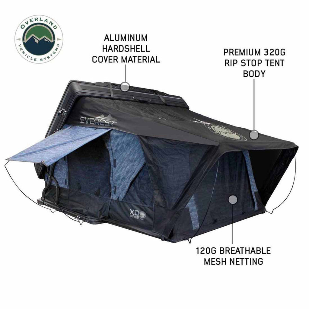 Overland Vehicle Systems Roof Top Tent XD Everest 2 - Cantilever Aluminum Roof Top Tent, 2 Person, Grey Body and Black Rainfly Overland Vehicle Systems - 18489902