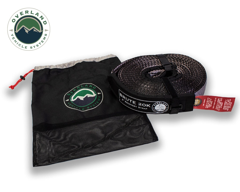 Tow Strap 20000 lbs - 2 x 30' Gray With Black Ends Overland Vehicle Systems