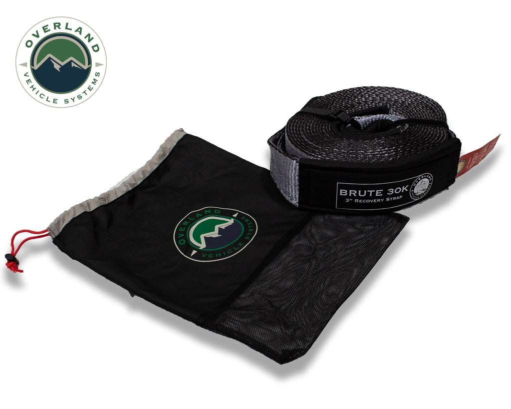 Tow Strap 30 30,000 lb. 3 x 30' Gray Storage Bag Overland Vehicle Systems