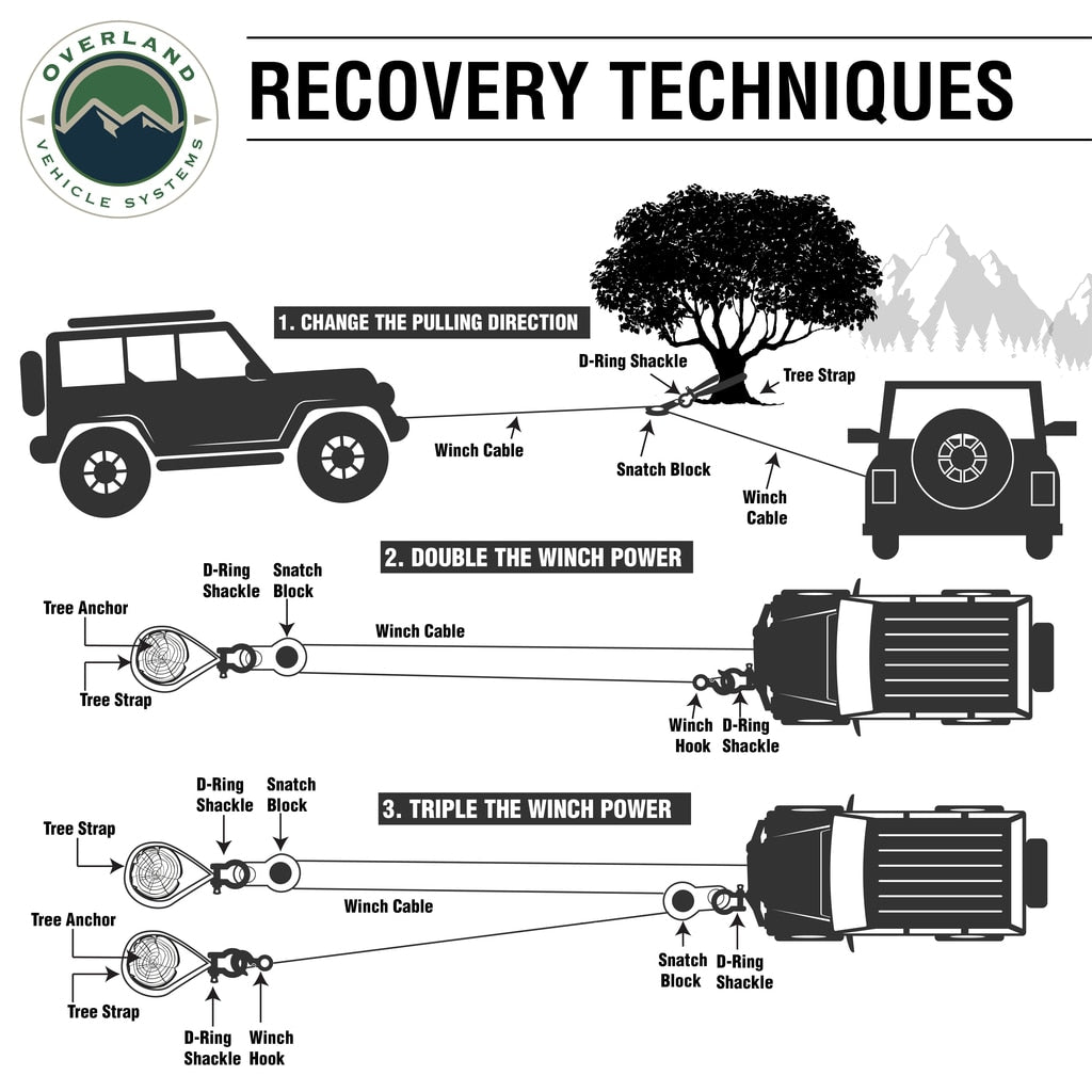 Tow Strap 30 30,000 lb. 3 x 30' Gray Storage Bag Overland Vehicle Systems