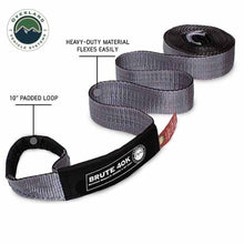 Load image into Gallery viewer, Overland Vehicle Systems Tow Strap Tow Strap 4 Inch x 20 Foot Grey With Black Ends and Storage Bag Overland Vehicle Systems - 19089916