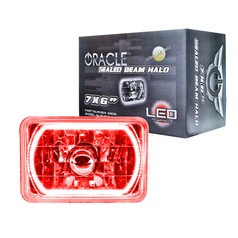 ORACLE Lighting Headlights Oracle Pre-Installed Lights 7x6 IN. Sealed Beam - Red Halo SEE WARRANTY