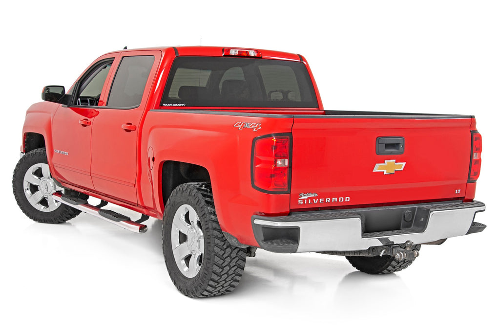 GM Stainless Steel Oval Nerf Step Bars 07-18 GM 1500 / 07-19 2500HD/3500 HD / 19 Classic Crew Cab Rough Country