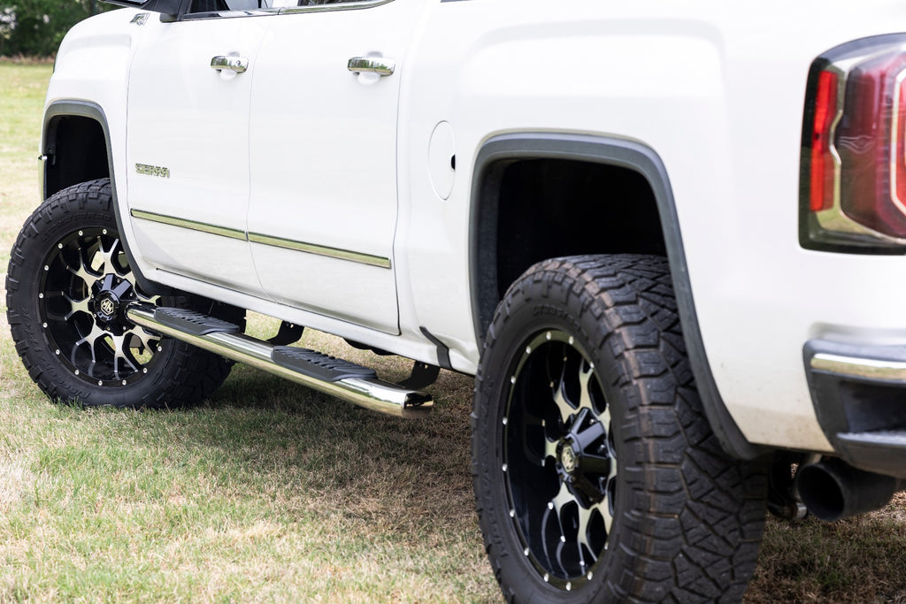 GM Stainless Steel Oval Nerf Step Bars 07-18 GM 1500 / 07-19 2500HD/3500 HD / 19 Classic Crew Cab Rough Country