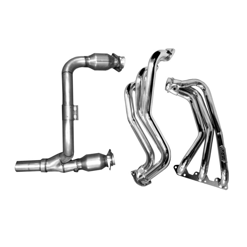 BBK Headers & Manifolds BBK 07-11 Jeep 3.8 V6 Long Tube Exhaust Headers And Y Pipe And Converters - 1-5/8 Silver Ceramic
