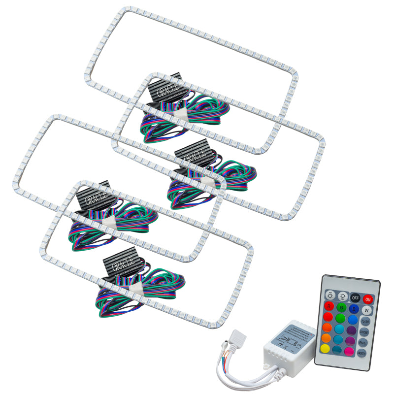 ORACLE Lighting Headlights Oracle GMC Sierra 07-13 Halo Kit (New Square Ring Design) - w/ Simple Controller SEE WARRANTY