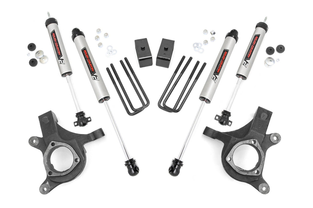 Rough Country Leveling Kit 3.0 Inch GM Suspension Lift Kit w/V2 Shocks For 99-06 1500 PU 2WD Rough Country - 23277
