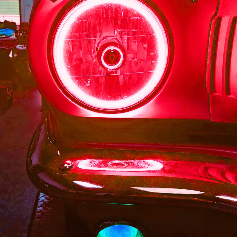 ORACLE Lighting Headlights Oracle Pre-Installed Lights 7 IN. Sealed Beam - Red Halo SEE WARRANTY