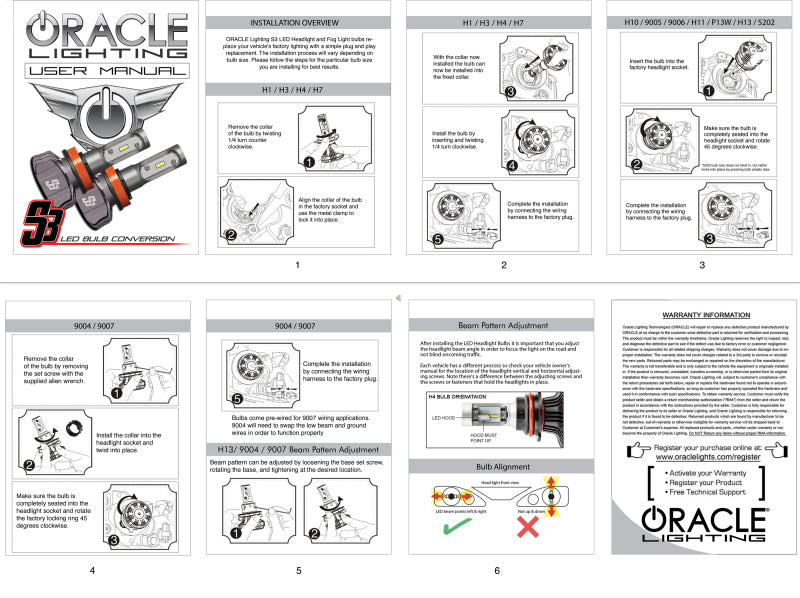 ORACLE Lighting Bulbs Oracle H7 - S3 LED Headlight Bulb Conversion Kit - 6000K SEE WARRANTY