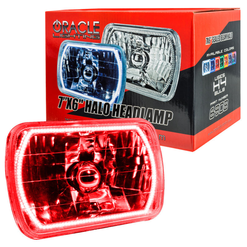 ORACLE Lighting Headlights Oracle Pre-Installed Lights 7x6 IN. Sealed Beam - Red Halo SEE WARRANTY