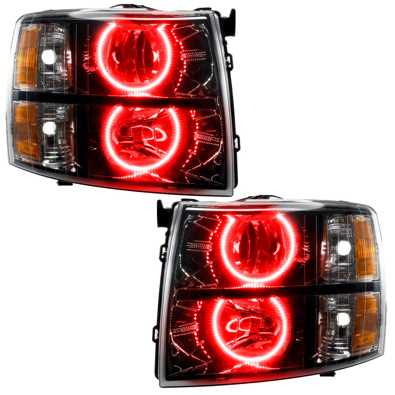 ORACLE Lighting Headlights Oracle Lighting 07-13 Chevrolet Silverado Assembled Halo Headlights Round Style -Red SEE WARRANTY