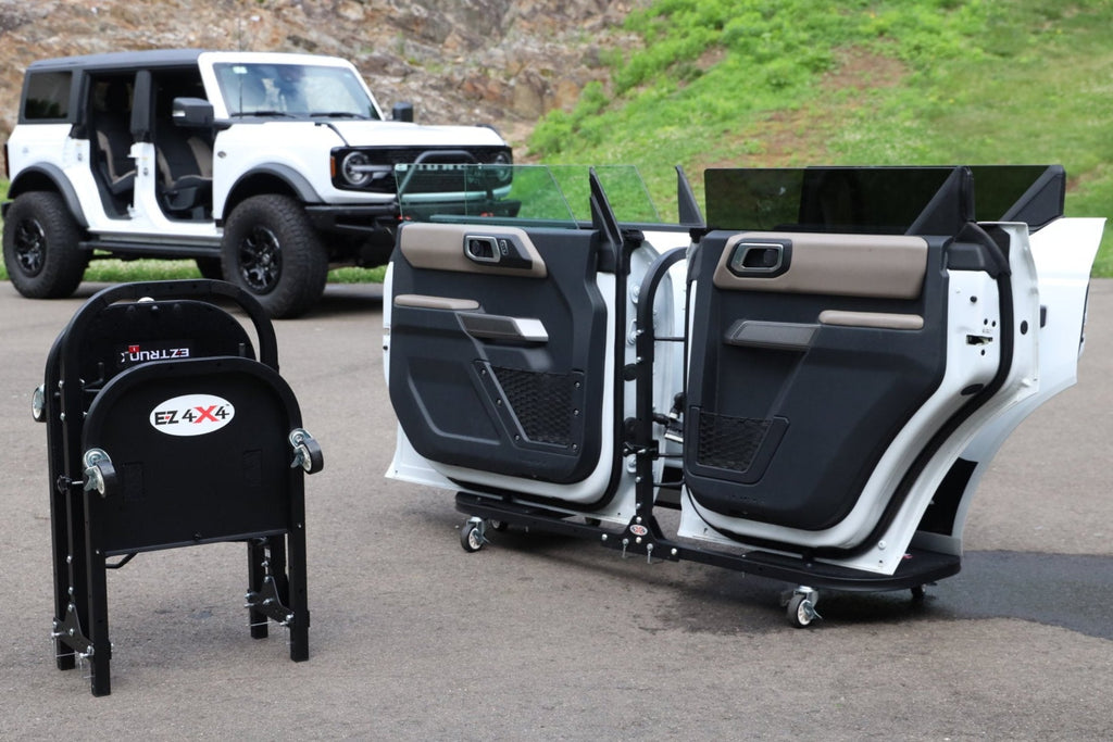 Ford Bronco® Aluminum 4-Door Folding Rolling Door Cart, Storage Door Rack Holder Stand by EZ4X4
