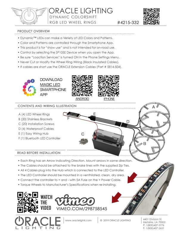 ORACLE Lighting Light Strip LED Oracle LED Illuminated Wheel Rings - ColorSHIFT Dynamic - ColorSHIFT - Dynamic SEE WARRANTY