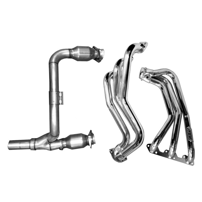 BBK Headers & Manifolds BBK 07-11 Jeep 3.8 V6 Long Tube Exhaust Headers And Y Pipe And Converters - 1-5/8 Silver Ceramic
