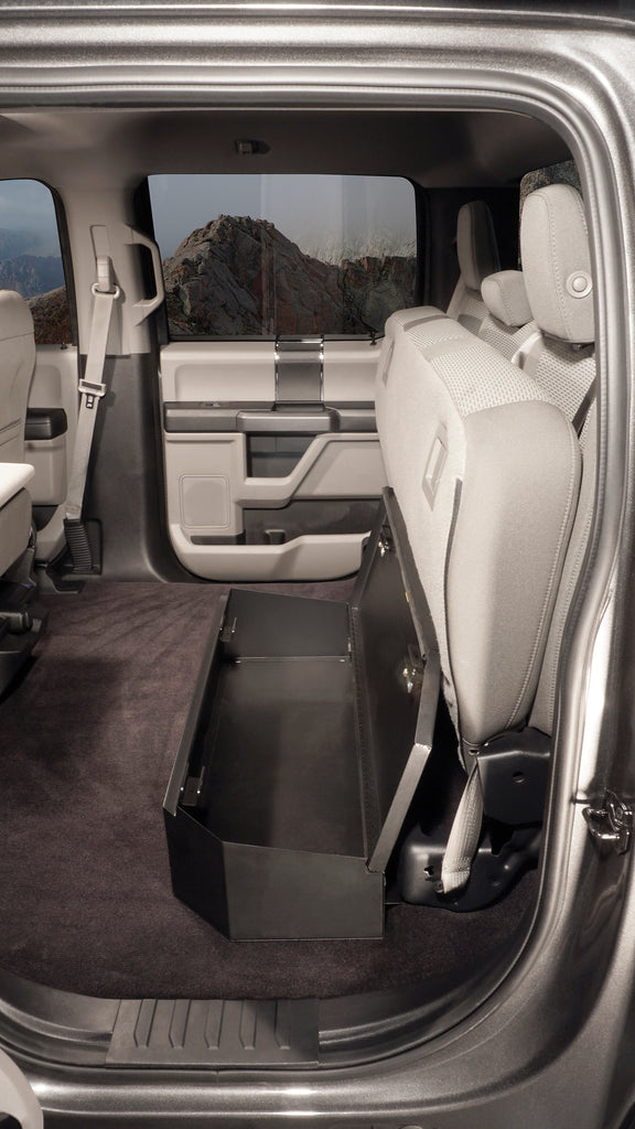Rear Underseat Lockbox 15-23 F-150 17-23 F-250/350/450 Super Duty w/ Crew Cab 60 Percent Length Black Tuffy Security Products