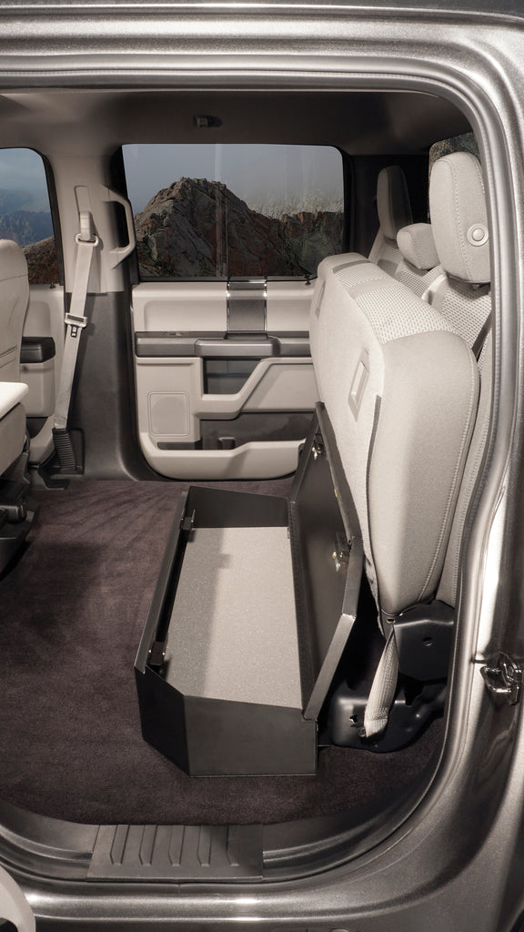 Rear Underseat Lockbox 15-23 F-150 17-23 F-250/350/450 Super Duty w/ Crew Cab 60 Percent Length Black Tuffy Security Products