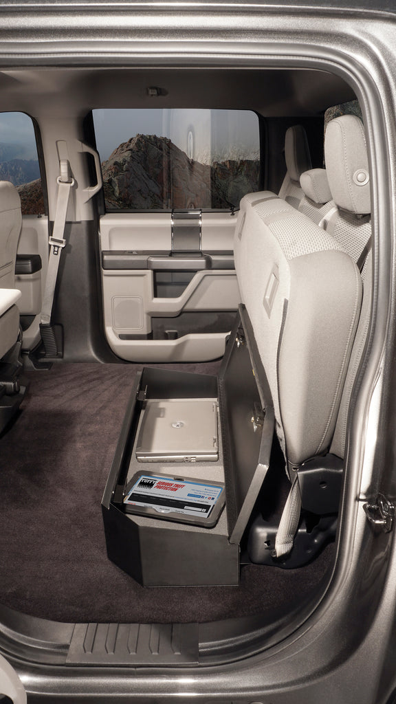 Rear Underseat Lockbox 15-23 F-150 17-23 F-250/350/450 Super Duty w/ Crew Cab 60 Percent Length Black Tuffy Security Products
