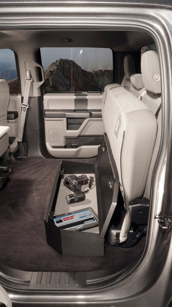 Rear Underseat Lockbox 15-23 F-150 17-23 F-250/350/450 Super Duty w/ Crew Cab 60 Percent Length Black Tuffy Security Products