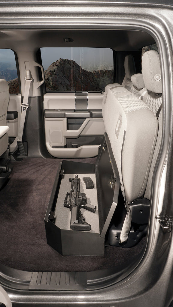 Rear Underseat Lockbox 15-23 F-150 17-23 F-250/350/450 Super Duty w/ Crew Cab 60 Percent Length Black Tuffy Security Products