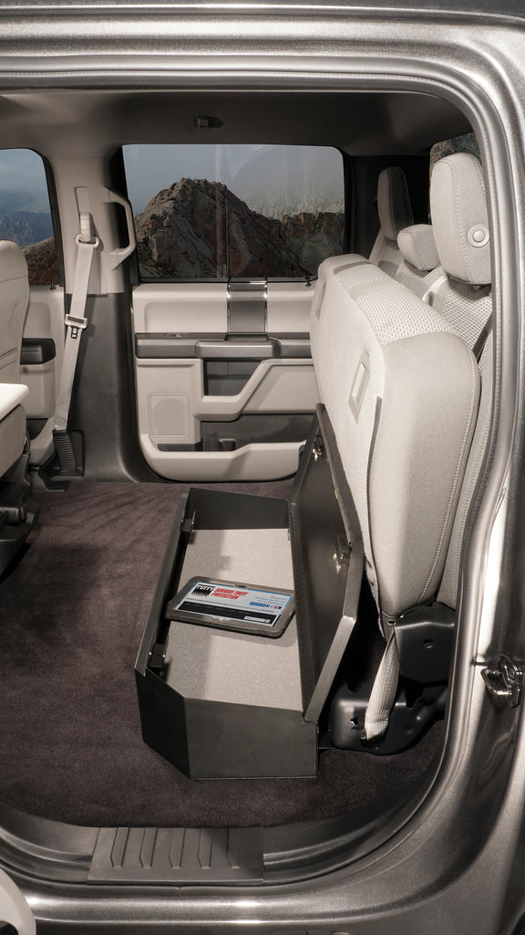 Rear Underseat Lockbox 15-23 F-150 17-23 F-250/350/450 Super Duty w/ Crew Cab 60 Percent Length Black Tuffy Security Products