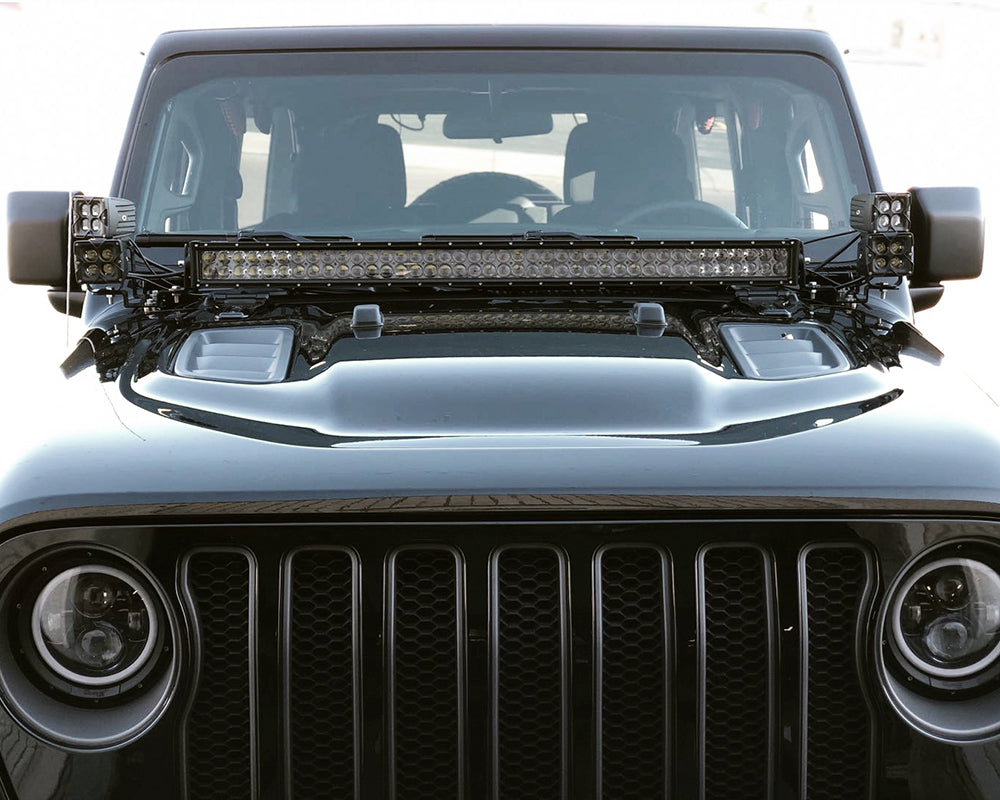 Quake LED Light Bar Jeep Wrangler JL/Gladiator A-Pillar Dual Pod/Single 42 Inch Light Bar Cowl Mount - QBJ371