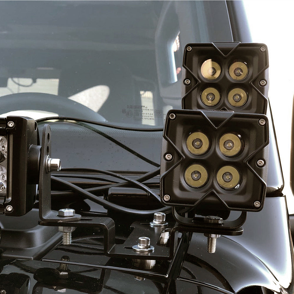 Quake LED Light Bar Jeep Wrangler JL/Gladiator A-Pillar Dual Pod/Single 42 Inch Light Bar Cowl Mount - QBJ371