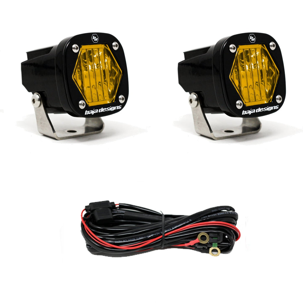 Baja Designs LED Light Pods S1 Amber Wide Cornering LED Light with Mounting Bracket Pair Baja Designs - 387815