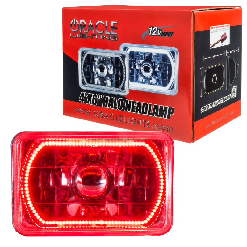 ORACLE Lighting Headlights Oracle Pre-Installed Lights 4x6 IN. Sealed Beam - Red Halo SEE WARRANTY