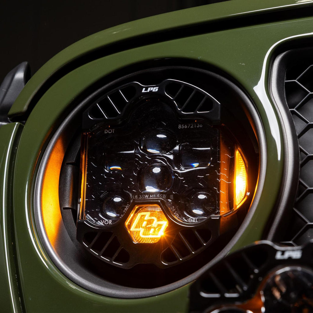 DOT LP6 LED Headlight Kit Jeep 2018-2025 Wrangler JL 2020-2025 Gladiator JT w/LED Headlights (Amber) Baja Designs