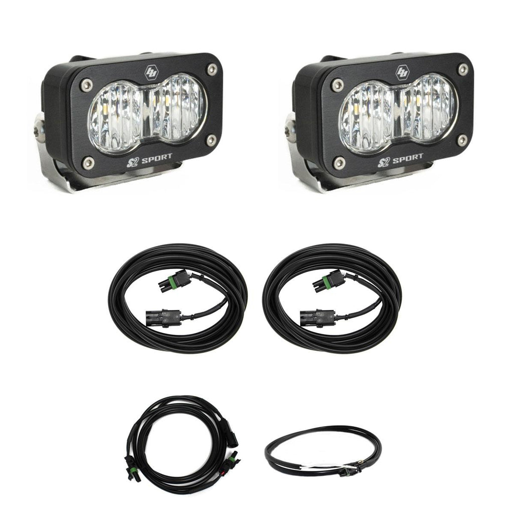 Baja Designs LED Light Kit S2 Sport W/C Reverse Kit w/ Upfitter Wide Cornering Clear Upfitter Wiring - 448209UP