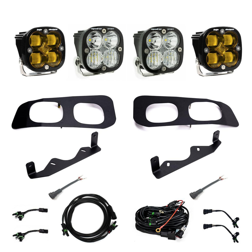 Baja Designs Fog Lights Squadron SAE/Sport Fog Pocket Kit 2023-On Ford F-250/350 Super Duty SAE Fog Amber Toggle Wiring - 448226