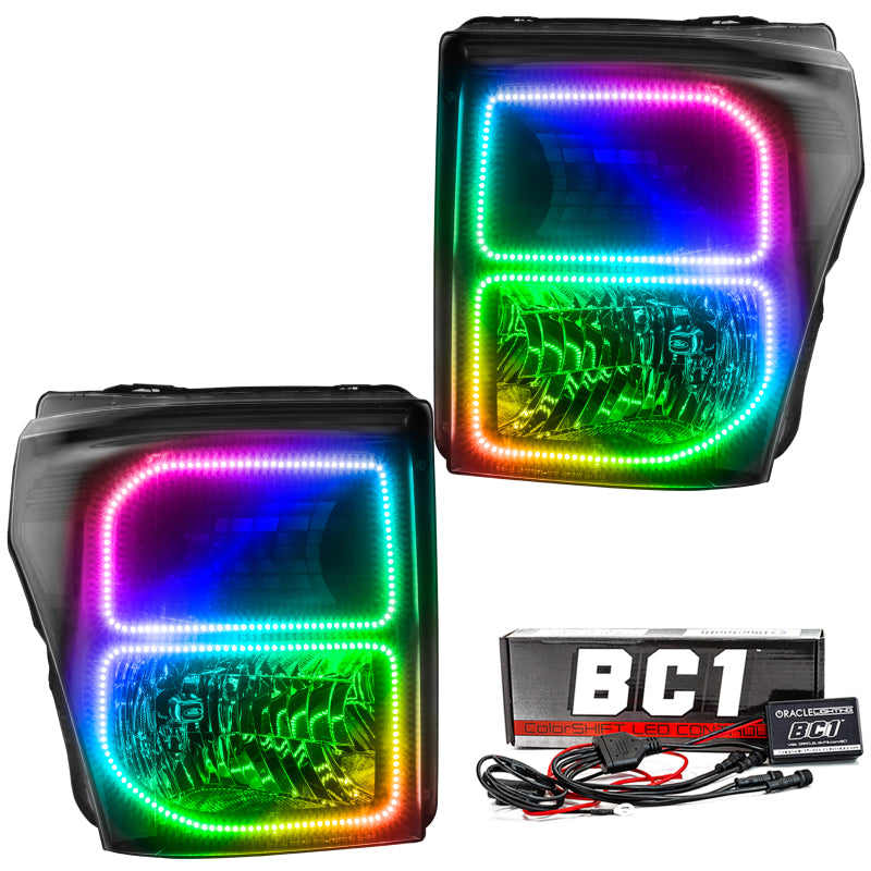 ORACLE Lighting Headlights Oracle 11-16 Ford F250/350 LED HL - Black - ColorSHIFT w/ BC1 Controller