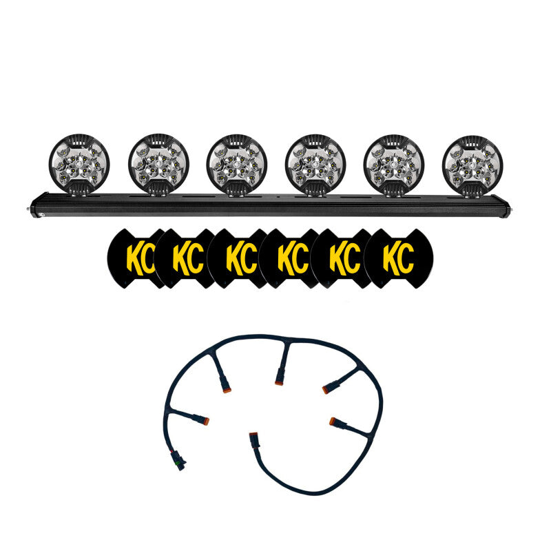 KC HiLiTES Light Bars & Cubes KC HiLiTES Universal 50in. Overhead Xross Bar Kit w/(6) SlimLite LED Lights 300W - Black