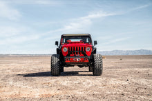 Load image into Gallery viewer, 2018-2025 Jeep Wrangler JL Front Bumper Stubby with Push Bar End Cap Light Cutouts With Camera Harness + Pod Texture Black Powdercoat Bodyguard Bumpers