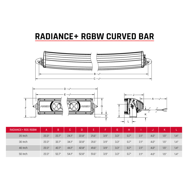 Rigid Industries Light Bars & Cubes Rigid Industries Radiance+ Curved 40in. RGBW Light Bar
